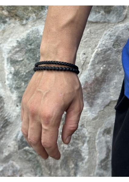 Erkek Oniks Doğaltaş ve Deri Erkek Bileklik fiyatları