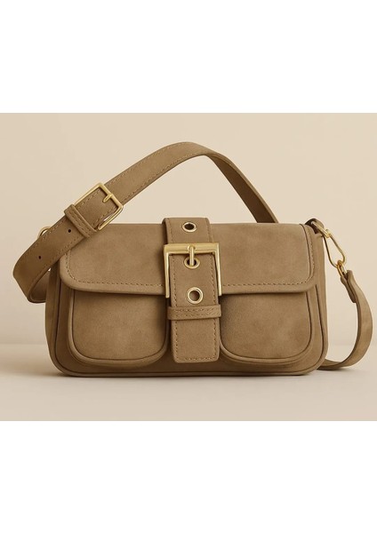 Süet Şık Kapağı Mıknatıslı Vizon Cepli El ve Omuz Çanta modelleri