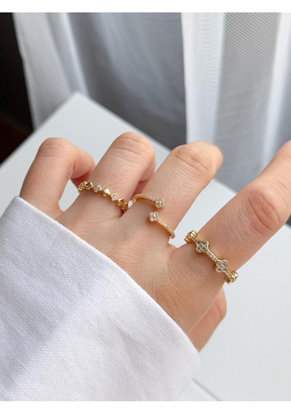 Çelik Yonca Yüzük Seti