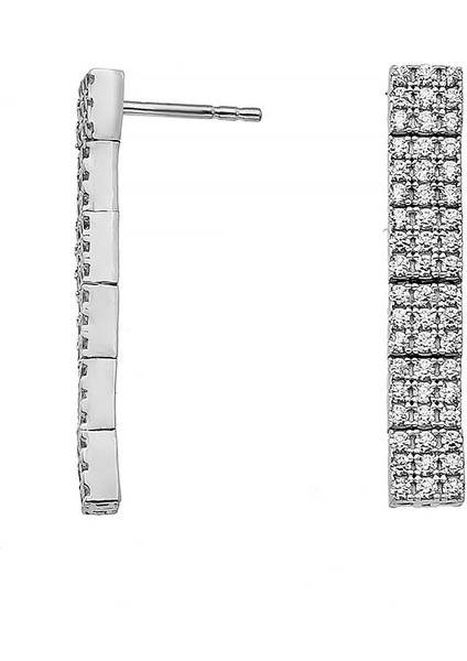 Beyaz Altın Kaplama 3 Sıra Su Yolu 925 Ayar Gümüş Küpe fırsatları