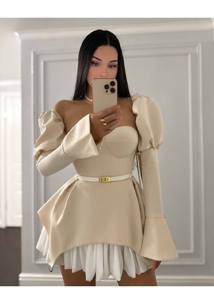 Kadın Korse Detaylı Kemerli Tasarım Elbise modelleri