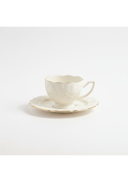 Rosen Kabartma Vintage Yaldızlı Model 6 Kişilik Porselen Krem Kahve Fincan Takımı – 100 Ml. fırsatları
