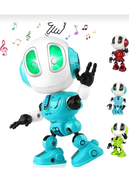 Metal Ses Kaydı Yapabilen Etkileşimli Işıklı USB Şarjlı Aktivite Eğitici Oyuncak Robot