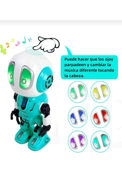 Metal Ses Kaydı Yapabilen Etkileşimli Işıklı USB Şarjlı Aktivite Eğitici Oyuncak Robot