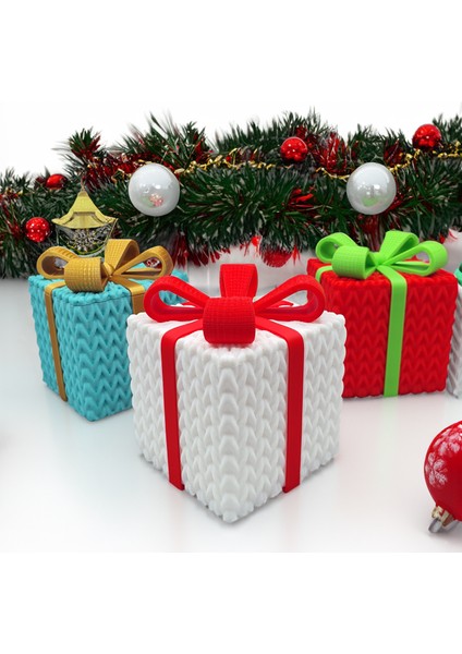 Yılbaşı Hediye Kutusu – 3D Desenli Dekoratif Kutu (3 Renk Seçeneği)