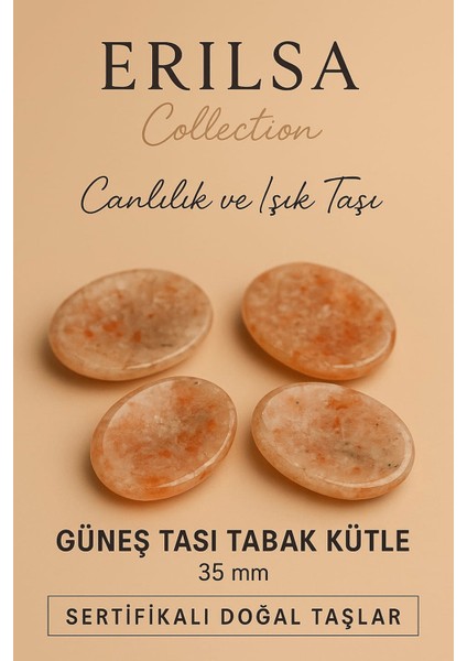 Sertifikalı Güneş Taşı Kase Kütle 35 mm - Doğal Canlılık ve Işık Taşı