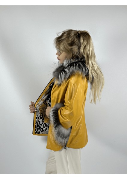 Çift Taraflı Giyilebilir Kadın Deri Mont Sila Model fırsatları