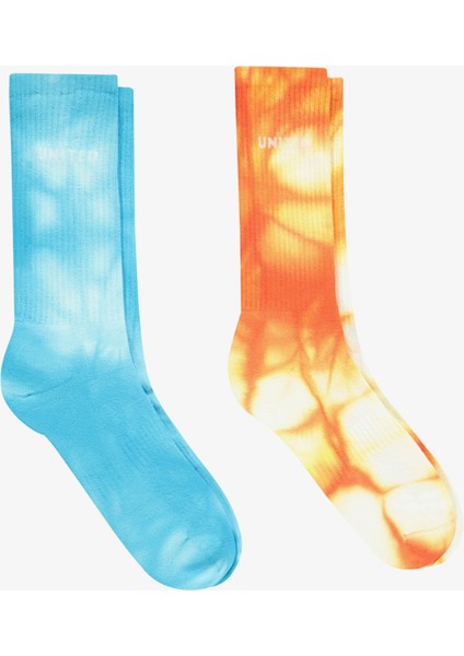 Unıted4 Street Unisex Mavi/turuncu 2'li Çorap