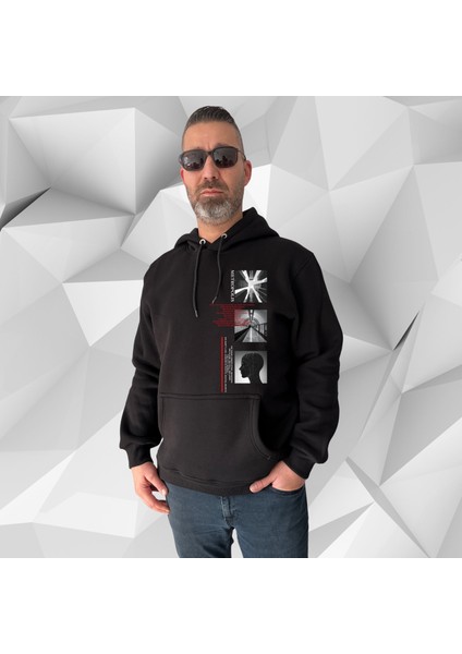 Metropolis Sweatshirt,baskılı,kapüşonlu,şardonlu,unisex Siyah Sweatshirt