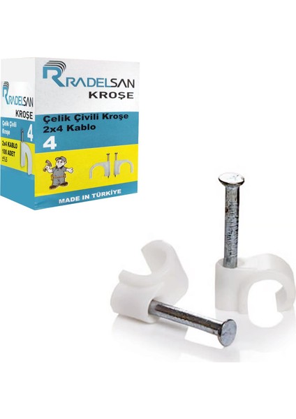 Kroşe 4 Numara Çelik Çivili (100 Adet) Radelsan