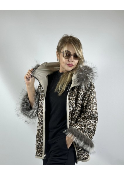 Çift Taraflı Giyilebilir Kadın Deri Mont Sila Model