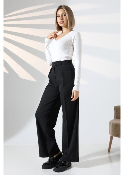 Kadın Palazzo Pantolon Düğmeli