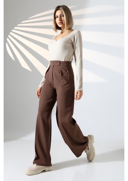 Kadın Palazzo Pantolon Düğmeli modelleri