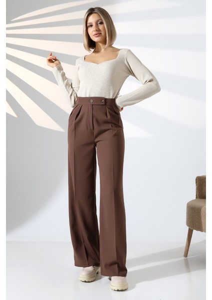 Kadın Palazzo Pantolon Düğmeli