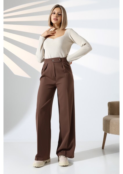 Kadın Palazzo Pantolon Düğmeli