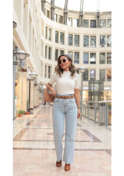 Fit Kesim Çizgili Triko Bluz fiyatları