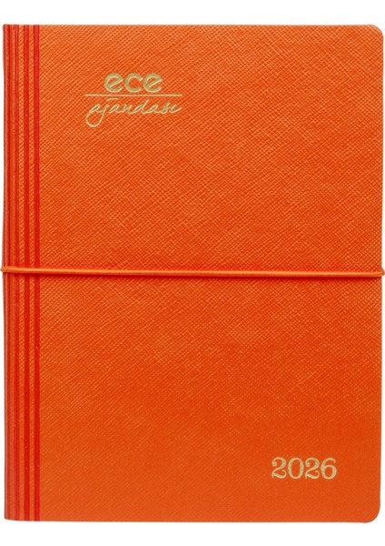 Ece-Yeni Marmaris Turuncu Çizgili Günlük 12X16 2026