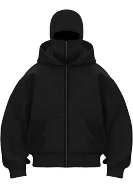 Samuray Zıp Fermuarlı Kapüşonlu Sweatshirt- Siyah fiyatları