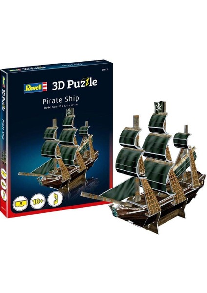 Revell 3D Puzzle 00115 Korsan Gemisi, Kafatası Bayrağı ile Yelkenli Gemisi 3D Dünyayı Keşfet