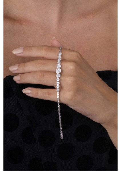 Hürrem Sultan Modeli Zümrüt Taşllı Damla Motifli 925 Ayar Gümüş Bileklik