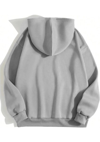Erkek Düz Kapüşonlu Sweat - Boyalı Gri