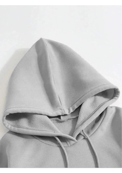 Erkek Düz Kapüşonlu Sweat - Boyalı Gri modelleri