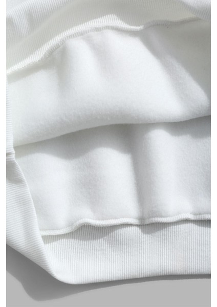 Ruj Süren Kadın Tasarım Baskılı Oversize Beyaz Kapüşonlu Sweatshirt modelleri