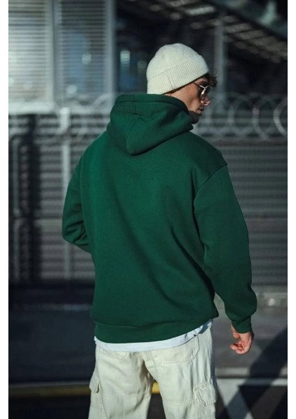 Üç Iplik Penye Kapşonlu Basic Sweatshirt - Haki fiyatları