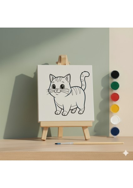 Çocuklar Için Eğitici ve Eğlenceli Sanat Etkinliği Sevimli Kedi Boyama Seti