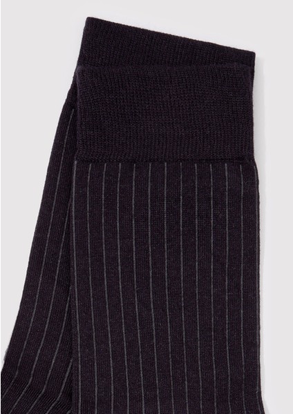 Çizgi Detaylı Siyah Soket Çorap 0911761-900