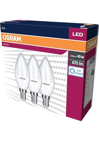 LED Klasik Mum Lamba Beyaz Işık 470 Lamba E14 3'lü