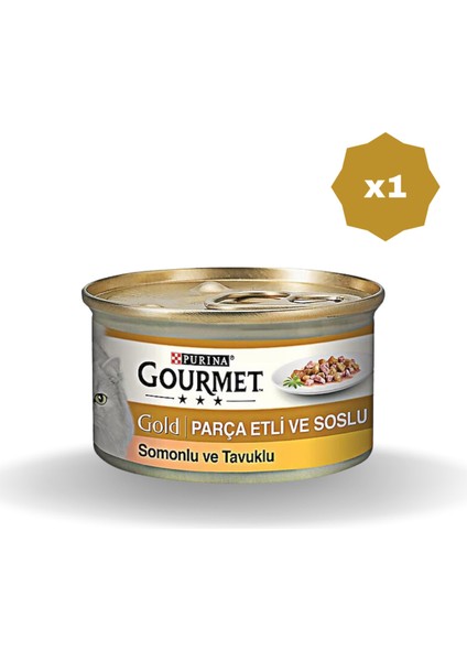Gourment Gold Parça Etli ve Soslu Somon Tavuk 85 gr - (1 Adet)