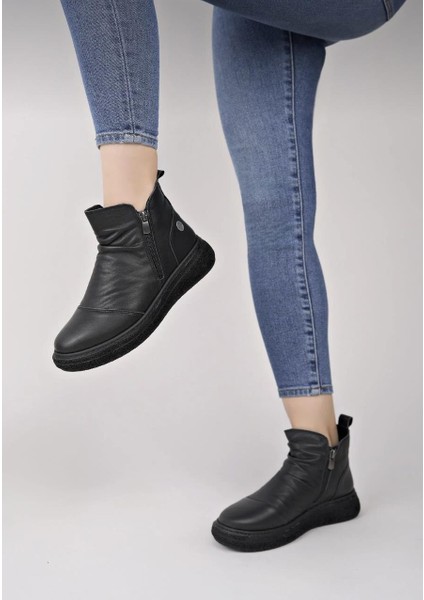 D25KB-1005 Siyah Hakiki Deri Tam Ortopedik Günlük Kadın Bot fiyatları