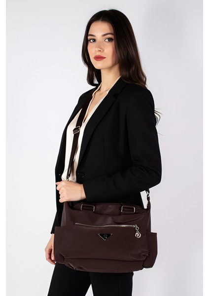 Astarlı Askılı 3 Bölmeli El ve Omuz Çantası 111004