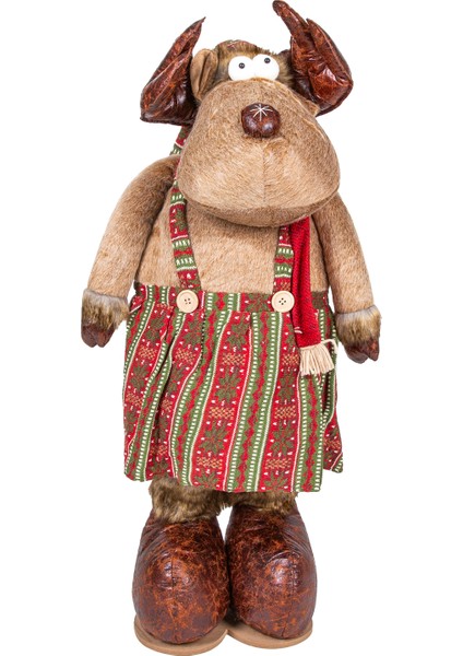 Yılbaşı Süsü, Geyik Kadın, Kahverengi - Etekli, Uzayan Ayaklı, 36X80-