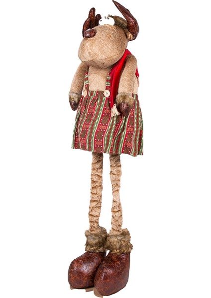 Yılbaşı Süsü, Geyik Kadın, Kahverengi - Etekli, Uzayan Ayaklı, 36X80- fırsatları