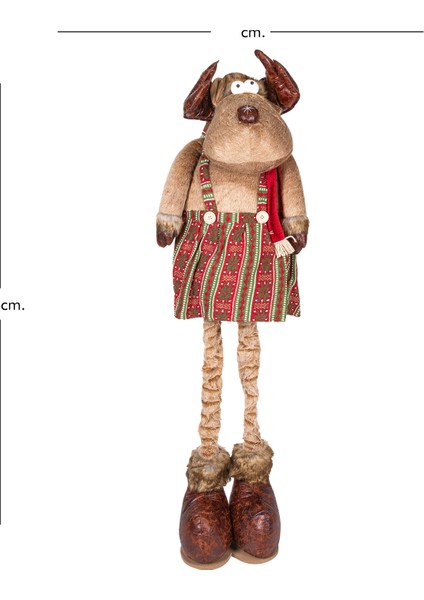 Yılbaşı Süsü, Geyik Kadın, Kahverengi - Etekli, Uzayan Ayaklı, 36X80- indirimleri