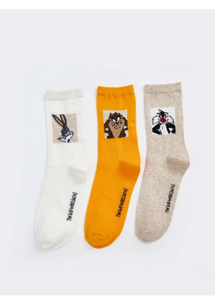 Bugs Bunny Baskılı Kadın Soket Çorap 3'lü Paket 36-38 Numara Looney Tunes modelleri
