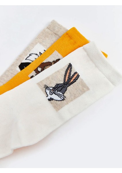Bugs Bunny Baskılı Kadın Soket Çorap 3'lü Paket 36-38 Numara Looney Tunes fırsatları