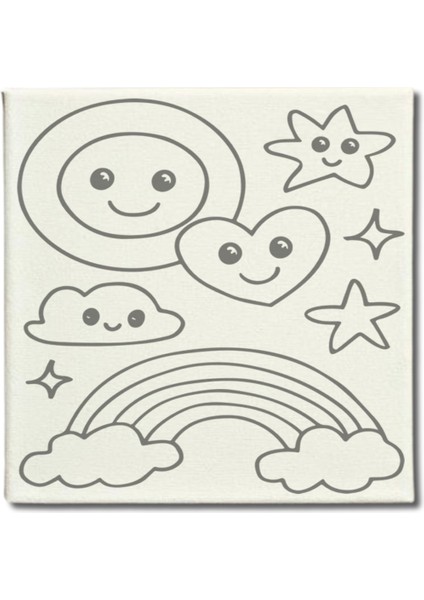 Okul Etkinliği 20X20 Resimli Tuval Çocuk Boyama Seti-Gökkuşağı_model-24 Resimli 3 Boya 1 Fırça modelleri