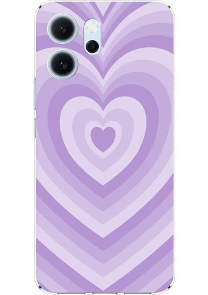 Oppo Reno 14F Uyumlu Mor Kalp Dalgalar Tasarımlı Baskılı Silikon Kılıf