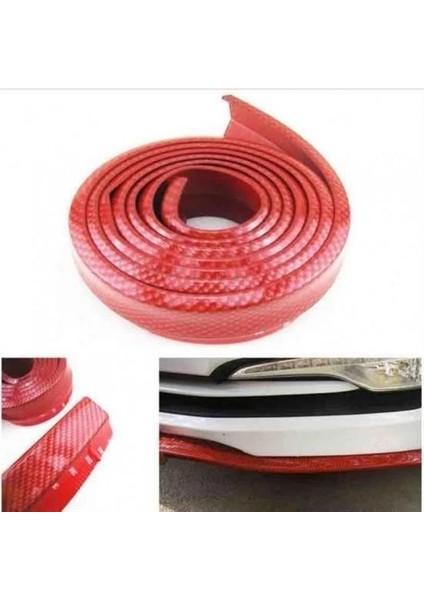 Kırmızı Renkli 2,5 Metre Araba Oto Ön Tampon Koruyucu Kauçuk Pratik Tampon Şerit Bant Döşeme