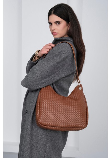 Valerie Örgülü Omuz Çantası Taba