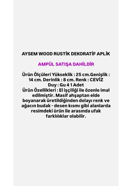 Yansıtma Tasarımlı Çift Yönlü Ahşap Salon Hol Cafe Otel Duvar Aplik Avize fırsatları