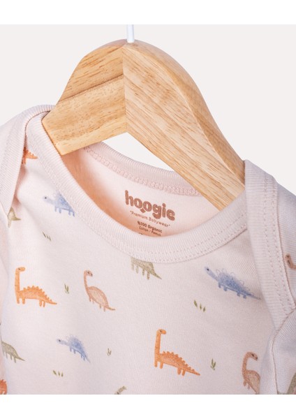 %100 Organik Pamuk Gots Sertifikalı Uzun Kollu Dinazor Desenli Bebek & Yenidoğan Body - Ekru indirimleri