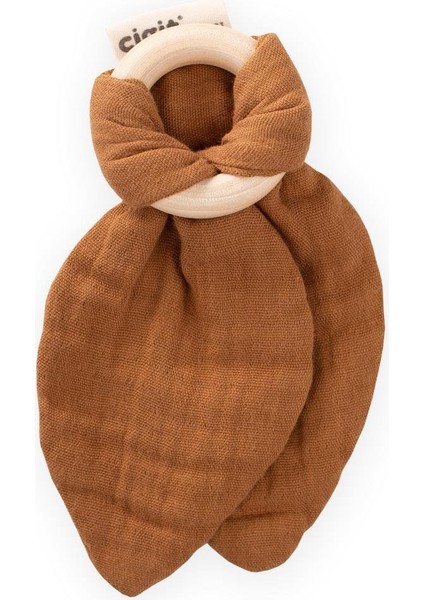 Ahşap Müslin Kumaştan Diş Kaşıyıcı Kahve