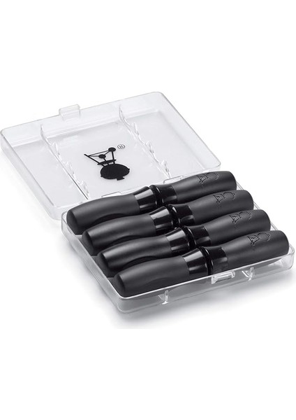 Mısır Tanesi Tutucu Seti (4 Adet) Saklama Kutusu Dahil, Güvenli ve Rahat Kullanım Için Başparmak Oluklu Naylon Tutacaklar - Siyah (6489)