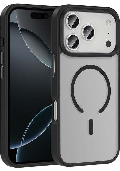 iPhone 17 Pro Max Kılıf M-Safe Şarj Özellikli Mat Arka Yüzey Mrsa Sio Kapak - Siyah