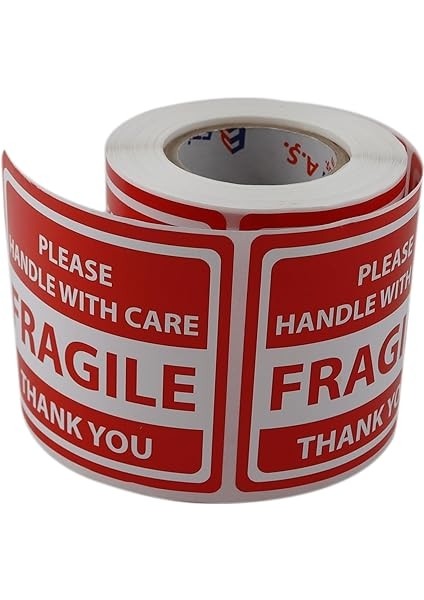 Etiketler , Hazır Al Hızlı Al Fragile Roll Label 70MM x 80MM 250 Pcs "please Handle With Care Thank You" Coated Stickers modelleri