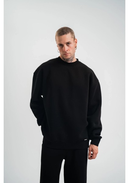 Uzun Kol Bisiklet Yaka Basic Sweatshirt - Siyah fiyatları